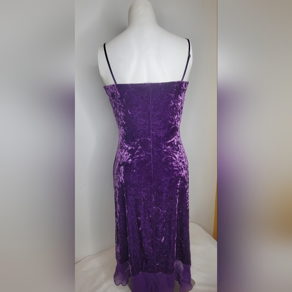Betsy Johnson Size 4 Elegant Velvet Membroidered And Sheer Hem In Purple Dress - Picture 3 of 13